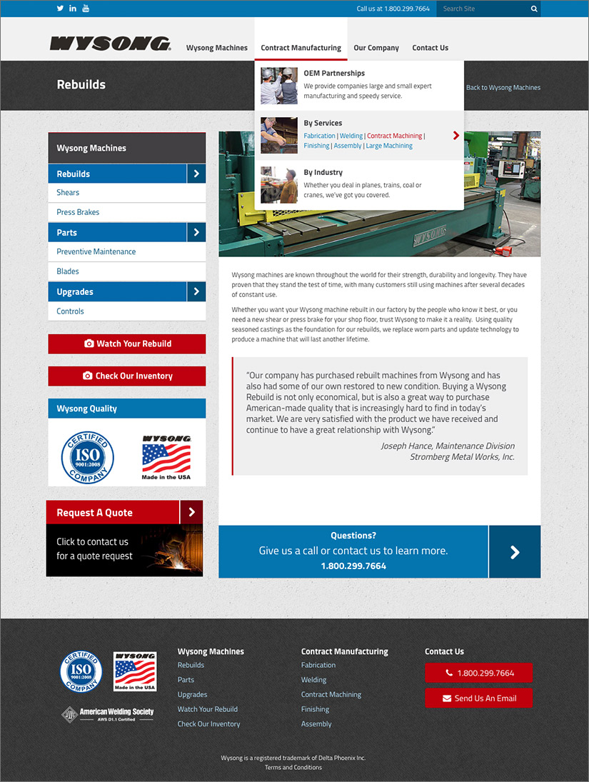 Wysong Manufacturing Website | Red Letter Marketing